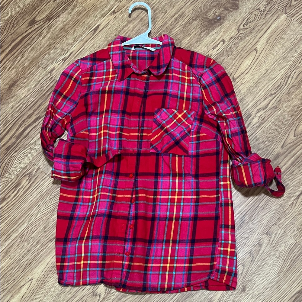 Vibrant Plaid Button-Up Shirt